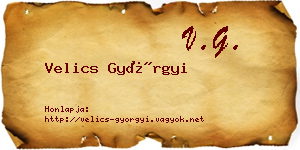 Velics Györgyi névjegykártya
